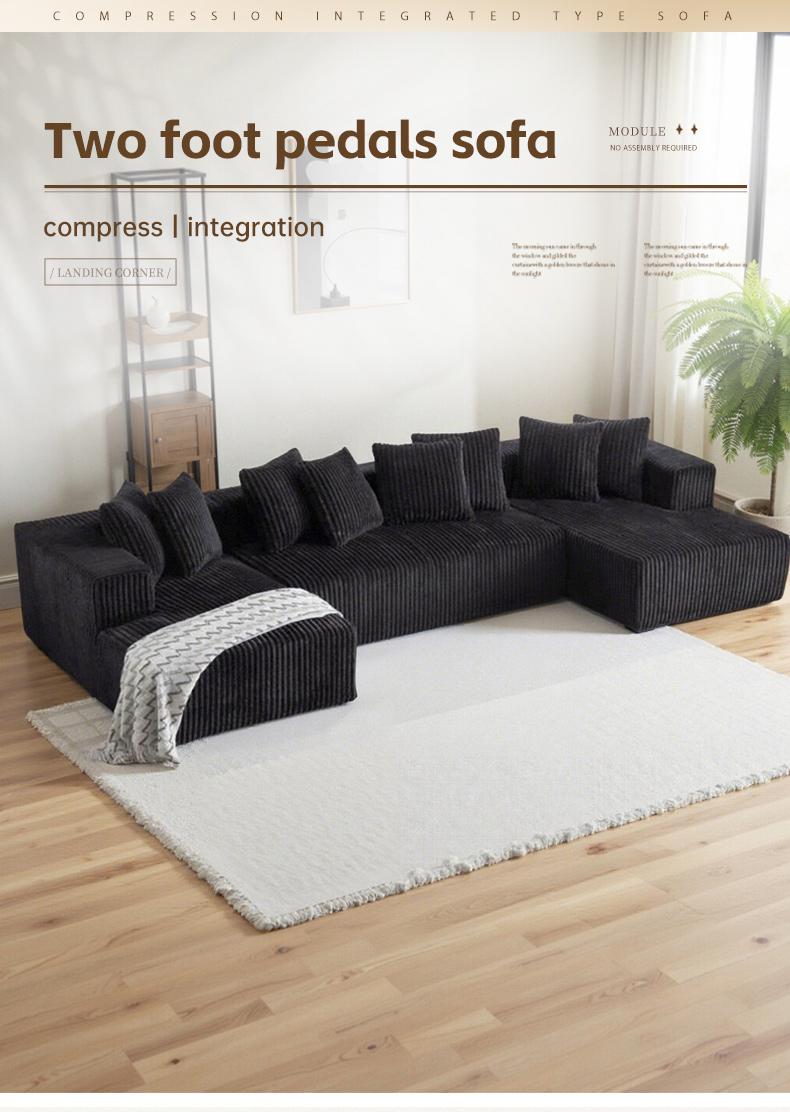 (3 packs shipped) 132"U-shaped modular sofa super comfortable corduroy cloud sofa double recliner no assembly modern living room furniture boneless sectional sofa