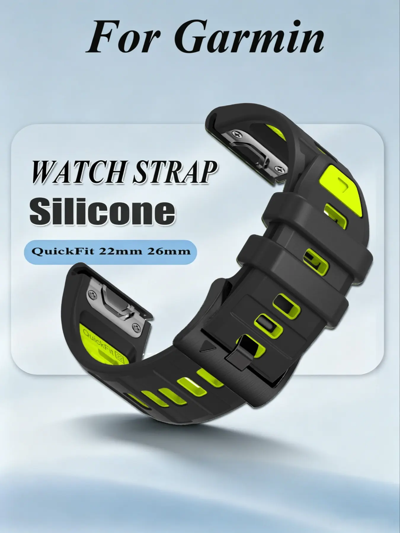 Sports Silicone Strap Quickfit 22mm 26mm For Garmin Fenix E 8 7 7X Pro 6X 6 Pro 5 5X Plus Strap For Garmin Instinct 3/E (45mm) Instinct3 (50mm) Instinct2/2X Adjustable Replacement Strap For Garmin Quatix3/5/6/7/7Pro/7X Coros Vertix2 S Watch Straps