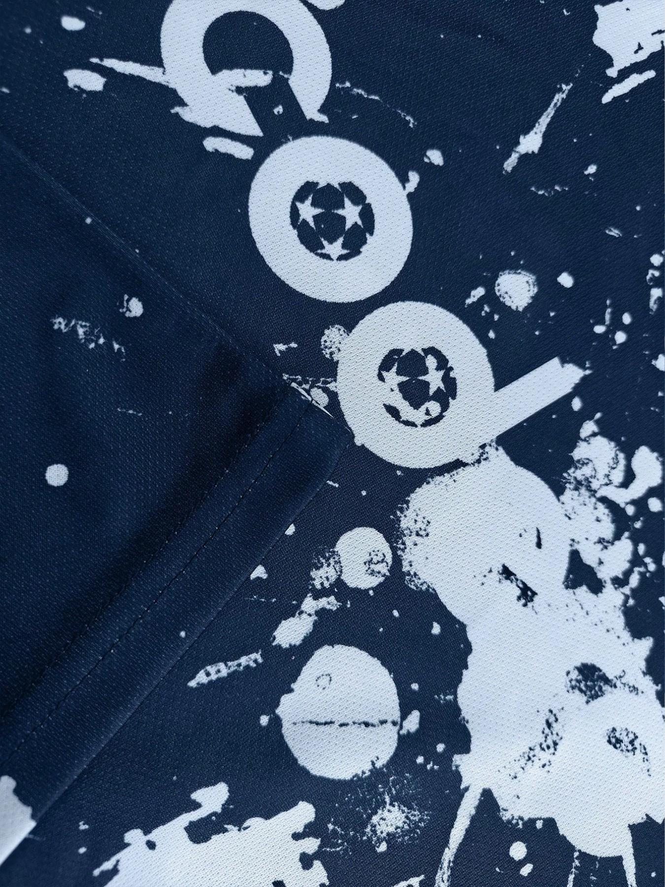 Men's World Cup 2026 Monterrey Style Soccer Jersey, Blue & Splatter Print, Short Sleeve, Casual Fitted, All Seasons