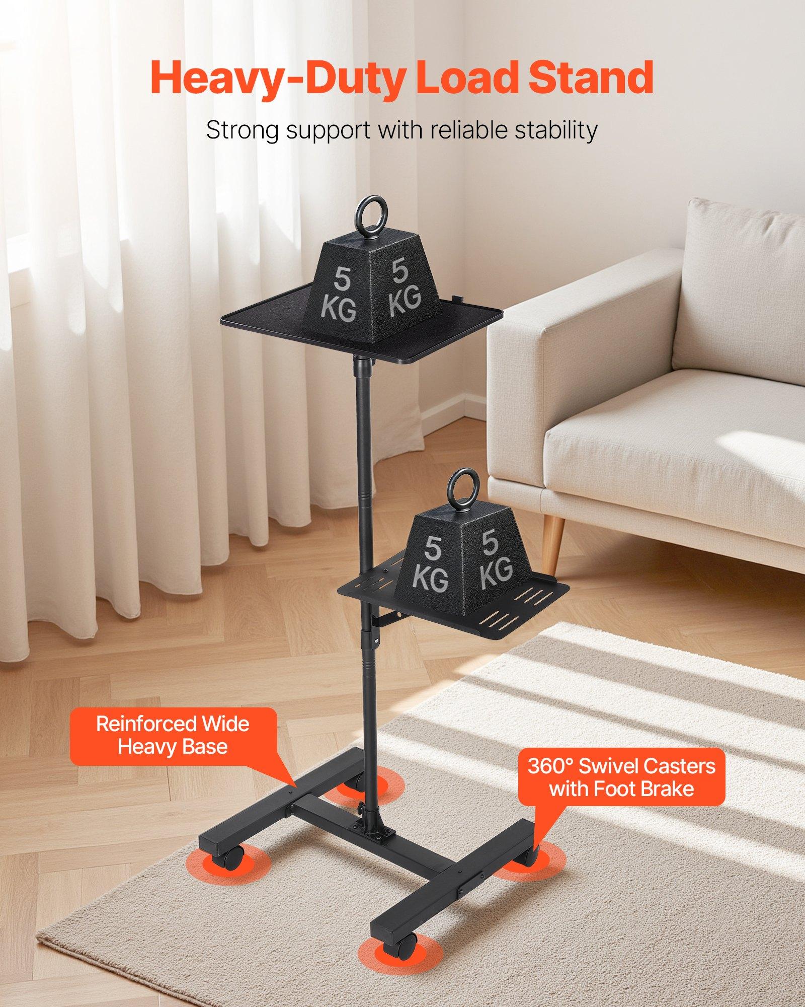 VEVOR Projector Stand, 2 Shelves Laptop Floor Stand, Projector Stands Table with Adjustable Height 33.86 to 53.54 inch, I-Beam Frame Projectors Stands Tripod for Meetings, Outdoor Movies, Video Stand VEVOR Projector Stand, 2 Shelves Laptop Floor Stand, Projector Stands Table with Adjustable Height 33.86 to 53.54 inch, I-Beam Frame Projectors Stands Tripod for Meetings, Outdoor Movies, Video Stand