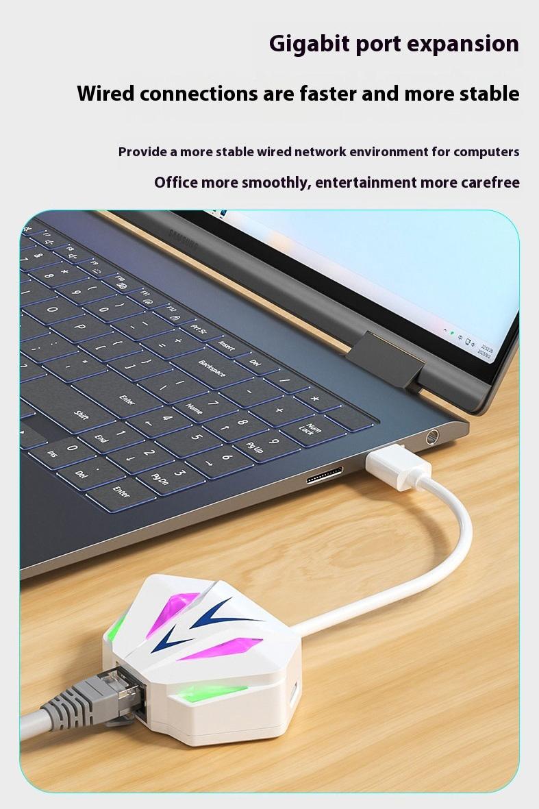 USB/Type-C wired network card to RJ45 network port 100G bandwidth computer external network port expansion converter, high-speed 100 to 1000G wired external RGB external hard drive, free Ethernet card converter