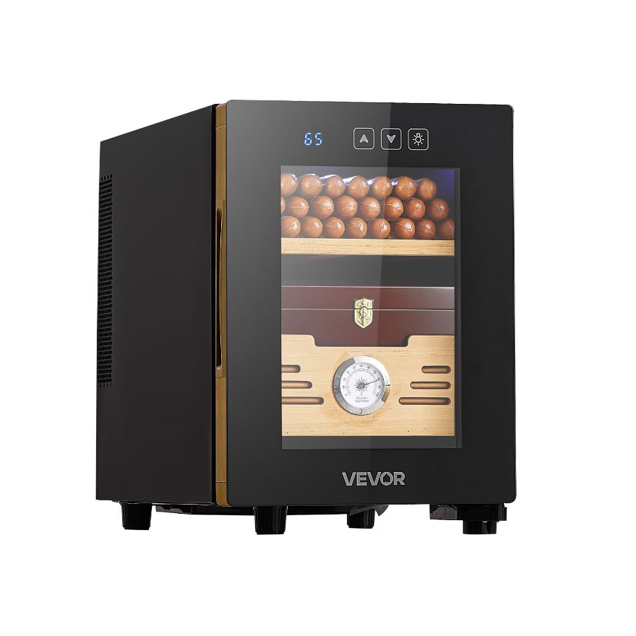 fathersdaygift VEVOR Electric Humidor, 16L, 100 Counts Electric Cigar Humidor Cabinet with Cooling Temperature Control, Spanish Cedar Wood Shelves Drawers, Mechanical Hygrometer, 2 Layers, Cooler for Household