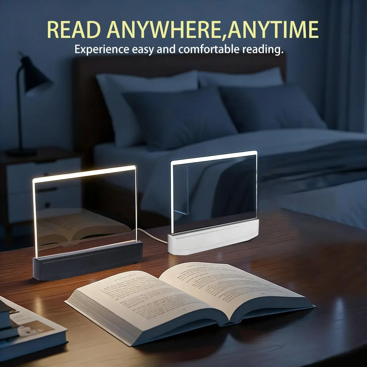 Portable Smart LED Book Lamp - Rechargeable Eye-Care, 3 Color Modes, Dimming Lighting, Full Page Flat USB Mobile Light, Study Lamp, Ideal Book Lover Gifts for Booktok Readers