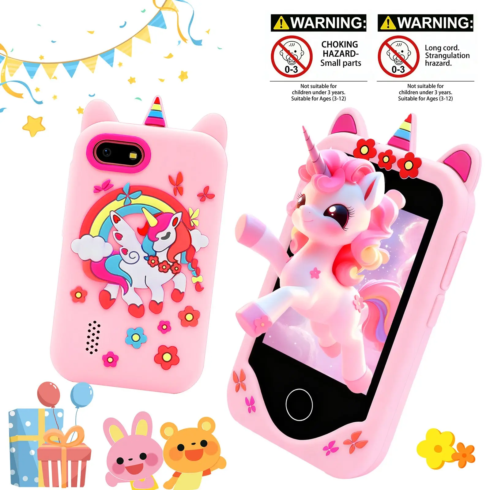 Kids' Toy Phone Portable Digital Multifunction with 2.8" HD Touch Screen & Dual Cameras, 32GB Memory Card Compatible, Audio Player & Life Recording, Multiple Educational Games, Perfect for Family Gatherings & Outdoor Play, Sweet Gift for 3-12 Year Olds