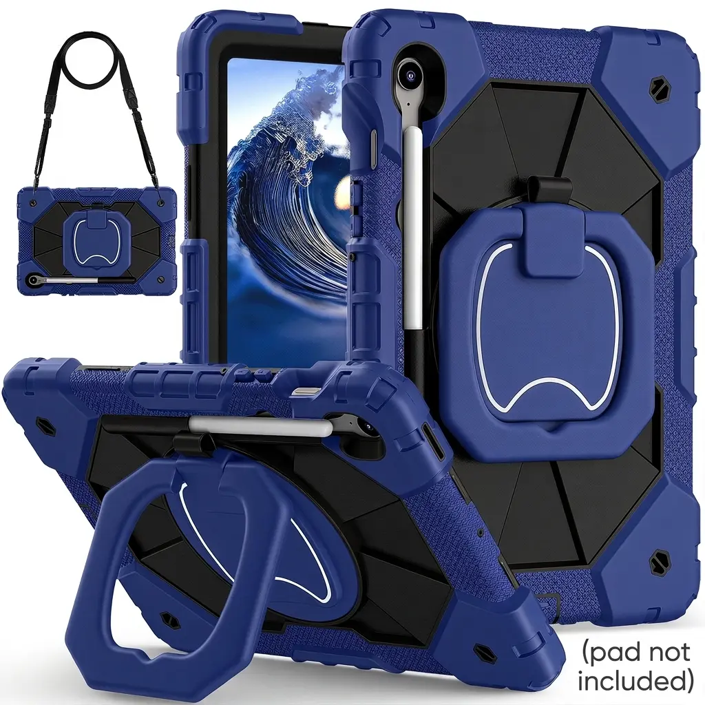 Full-Body Drop Protection Case, Durable Tablet Casing for Samsung Galaxy Tab S11 & S10 Lite & A11 Plus 11" 2025,Compatible with Tab A9+/A9/S9FE/S9 11inch 2023 - Rotating Stand Pencil Holder Shoulder Strap Heavy Duty Shockproof - Black (Case Only)