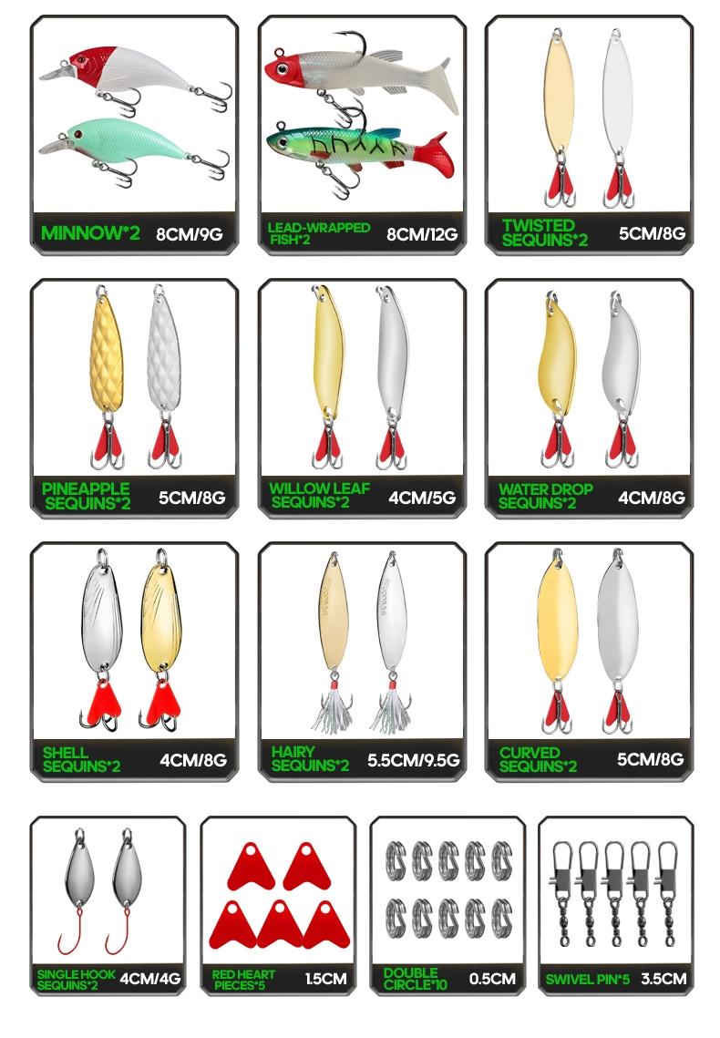 18/43/165/361/604pcs Fishing Lures Kit Soft Lure And Hard Baits Set Metal Jig Sea Fishing Accessories  Artificial Wobblers Fishing Gear Set