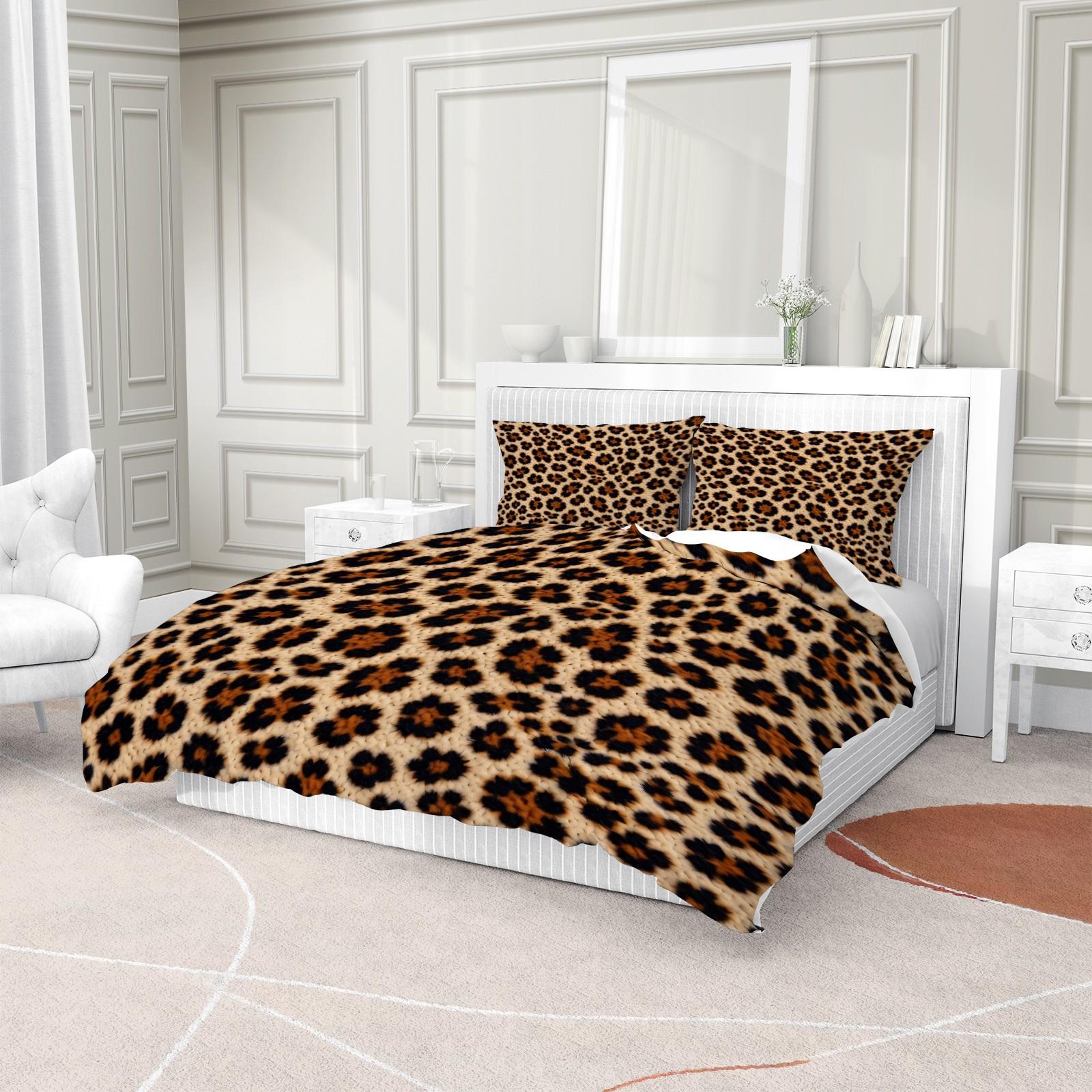 Classic Leopard Print Boho Chic Duvet Cover Set, 2/3 Pcs Light Luxury Vintage Bedding Set for Bedroom, Guest House, Hotel & Dorm, Perfect Housewarming/Birthday/Christmas Gift (No Comforter)