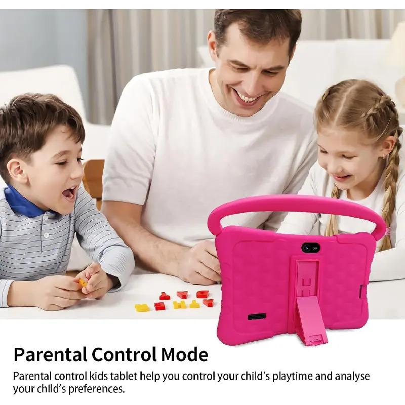 7-inch Android tablet with shockproof protective case, 1GB + 16GB, Wi-Fi, parental controls, dual cameras, Bluetooth tablet, educational, blue/pink, eye protection mode