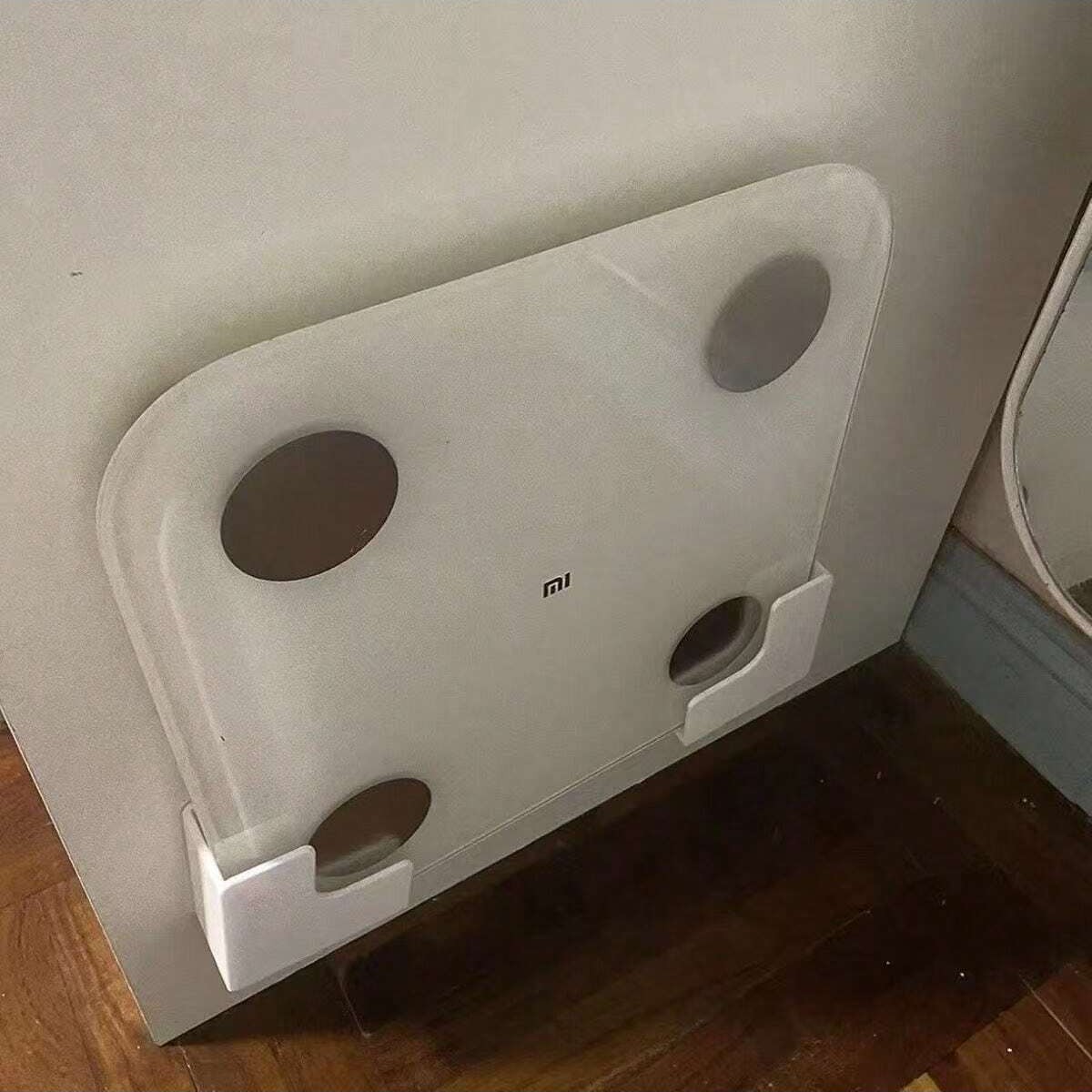 Wall-Mounted Weight Scale Storage Rack, Seamless Adhesive Installation, Durable Plastic Space-Saving Design, Suitable for Bathroom and Home Gym