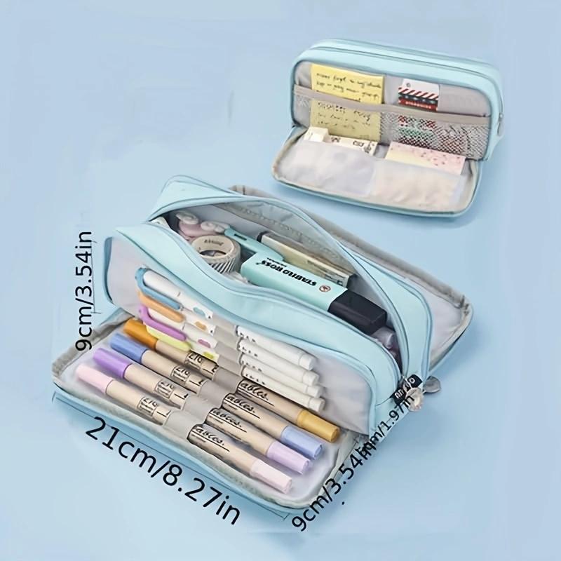 1 expandable pencil case with compartment, large capacity pencil case pencil bag, portable pencil case large school stationery organizer, transparent cosmetic bag, storage bag, suitable for office