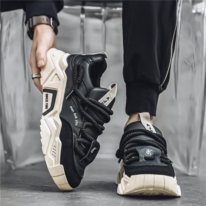 Low-top round toe lace-up casual men's shoes with color-blocking design, available in green and black. Versatile and comfortable running shoes suitable for all seasons, ideal for daily wear, sports and hiking.