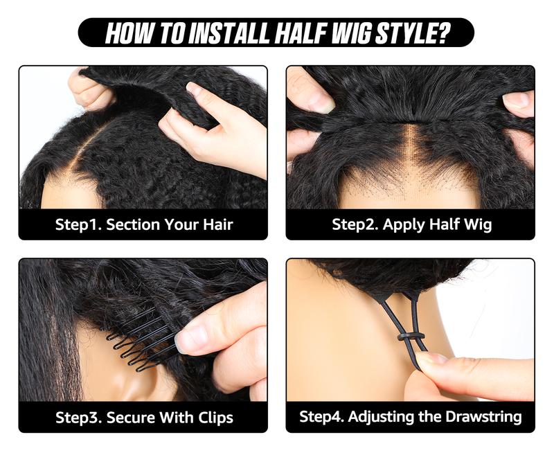 [FLASH SALE] OQ HAIR Burmese Curly Wear Go Half Wig Seamless Water Wave Flip Over Wig 3 IN 1 Wear Go Glueless Human Hair Wigs With Drawstring Invisible Hairline for Beginner Friendly Vacation Hair Wigs dealsforyoudays