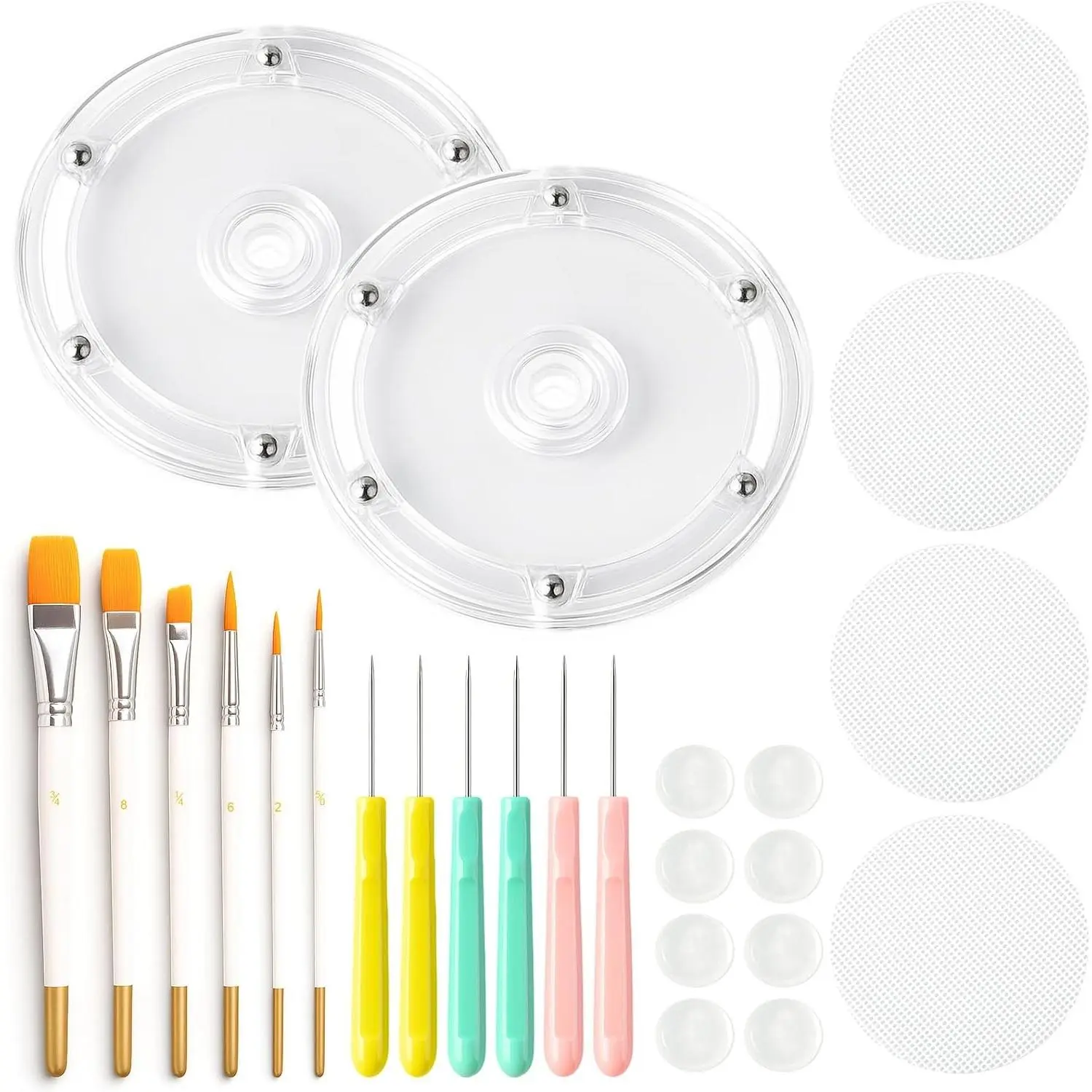 Cookie Decorating Supplies Including 2 Cookie Turntable 6 Cookie Scribe Needle 4 Silicone Mesh Mats 6 Cookie Decoration Brushes 8 Rubber Feet Bumpers
