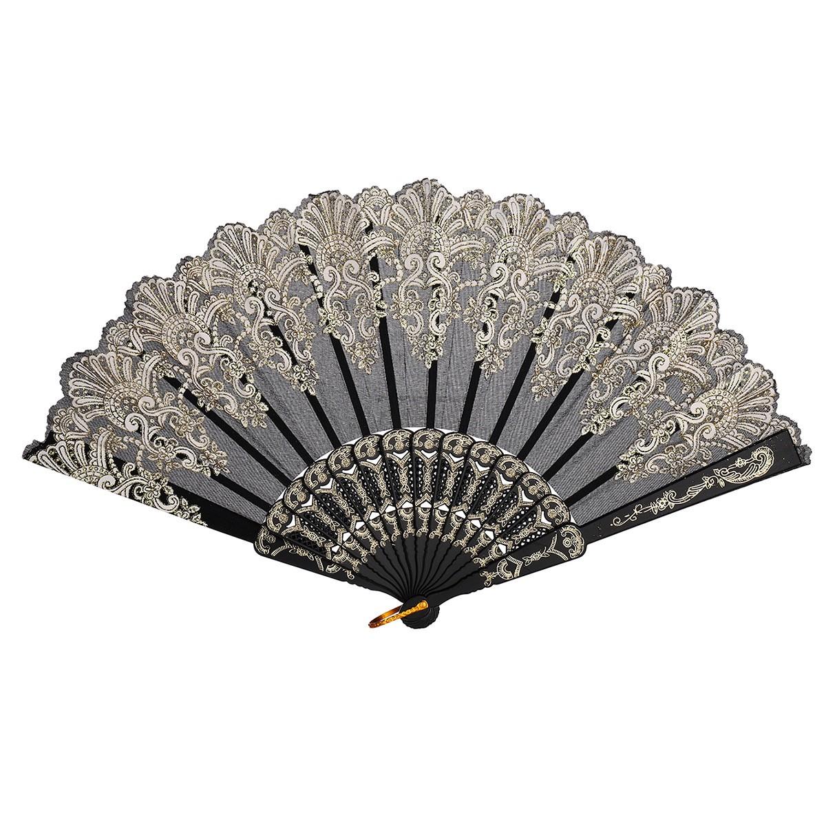 Chinese Style Folding Fan, Portable Folding Fan, Auspicious Cloud Pattern, Plastic Dance Foldable Hand Fan, Traditional Asian Design, Elegant Accessory
