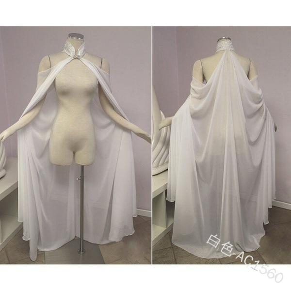Halloween Costume Women Shawl Cape Cloak Medieval Neck Cape Shawl Cosplay Princess Witch Bride Party Chiffon Light Coat Robe