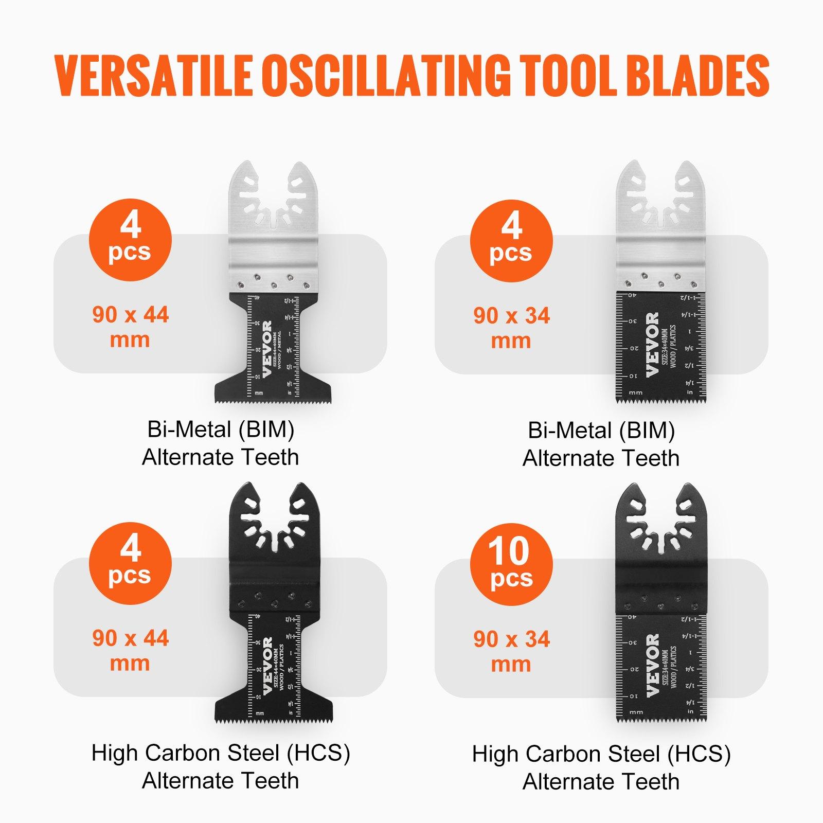 VEVOR 30PCS Multi Tool Blades Kits, Universal Quick Release Oscillating Saw Blades, 8 Types Wood Metal Plastic Oscillating Tool Blades, Fit Dewalt Bosch Milwaukee Hitachi Chicago Craftsman VEVOR 30PCS Multi Tool Blades Kits, Universal Quick Release Oscillating Saw Blades, 8 Types Wood Metal Plastic Oscillating Tool Blades, Fit Dewalt Bosch Milwaukee Hitachi Chicago Craftsman