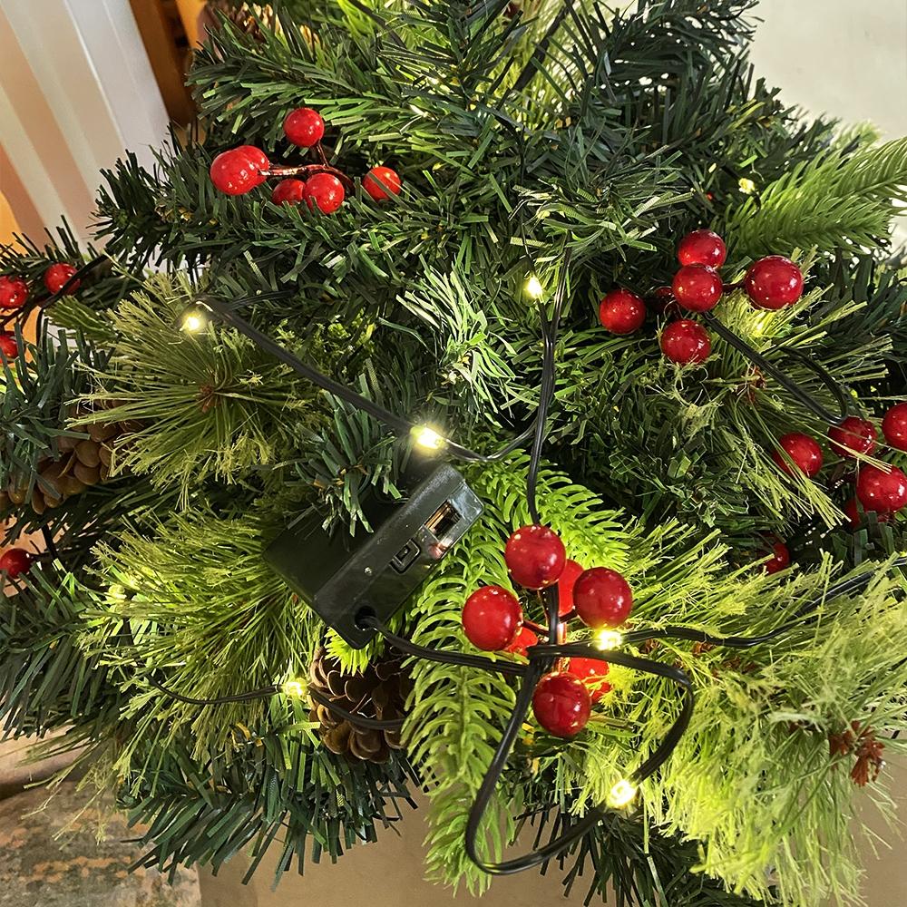 'Feel Real' Pre-lit Artificial Christmas Urn Filler | Flocked with Mixed Decorations and Pre-strung White LED Lights with Stand | Colonial - 18 Inch Home Ornament