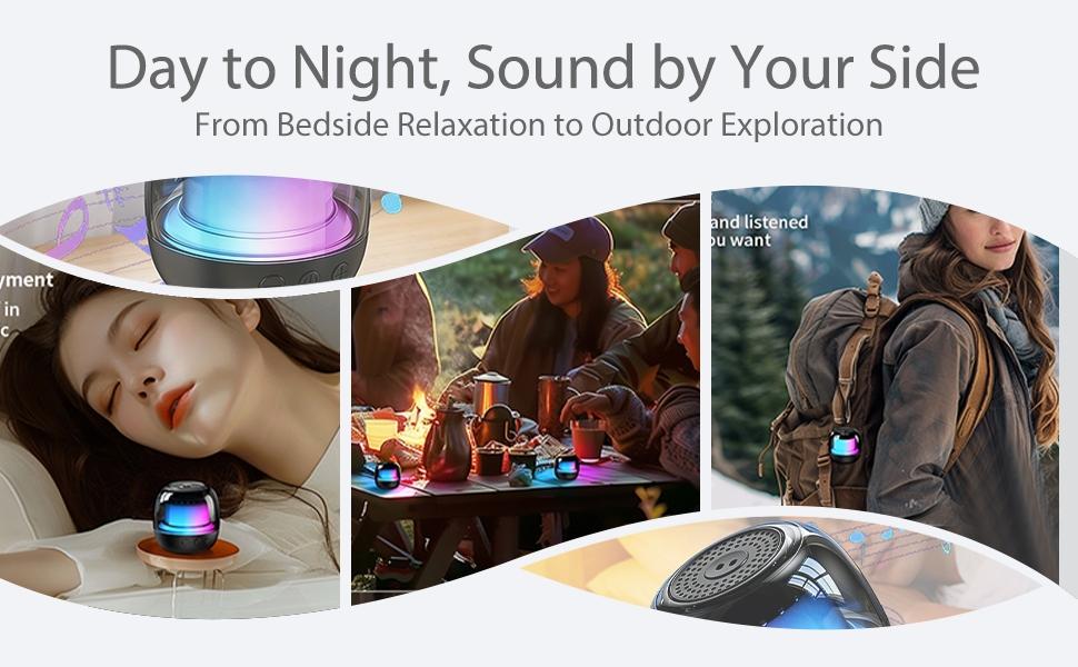 Bluetooth Speaker 360 Holographic Sound Bluetooth Speaker Portable Wireless RGB Colorful Lights TF Card Supported 12H Usage Time for Outdoor Camping Hiking Traveling