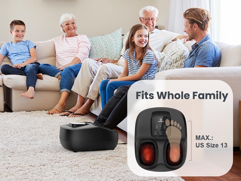 COMFIER 2025 Upgrade Shiatsu Foot Massager with Remote,Pause Function,Foot Massager Machine with Heat,Compression,3 Timer,Feet Massager for Plantar Fasciitis,Neuropathy,Gift for Men,Size 13