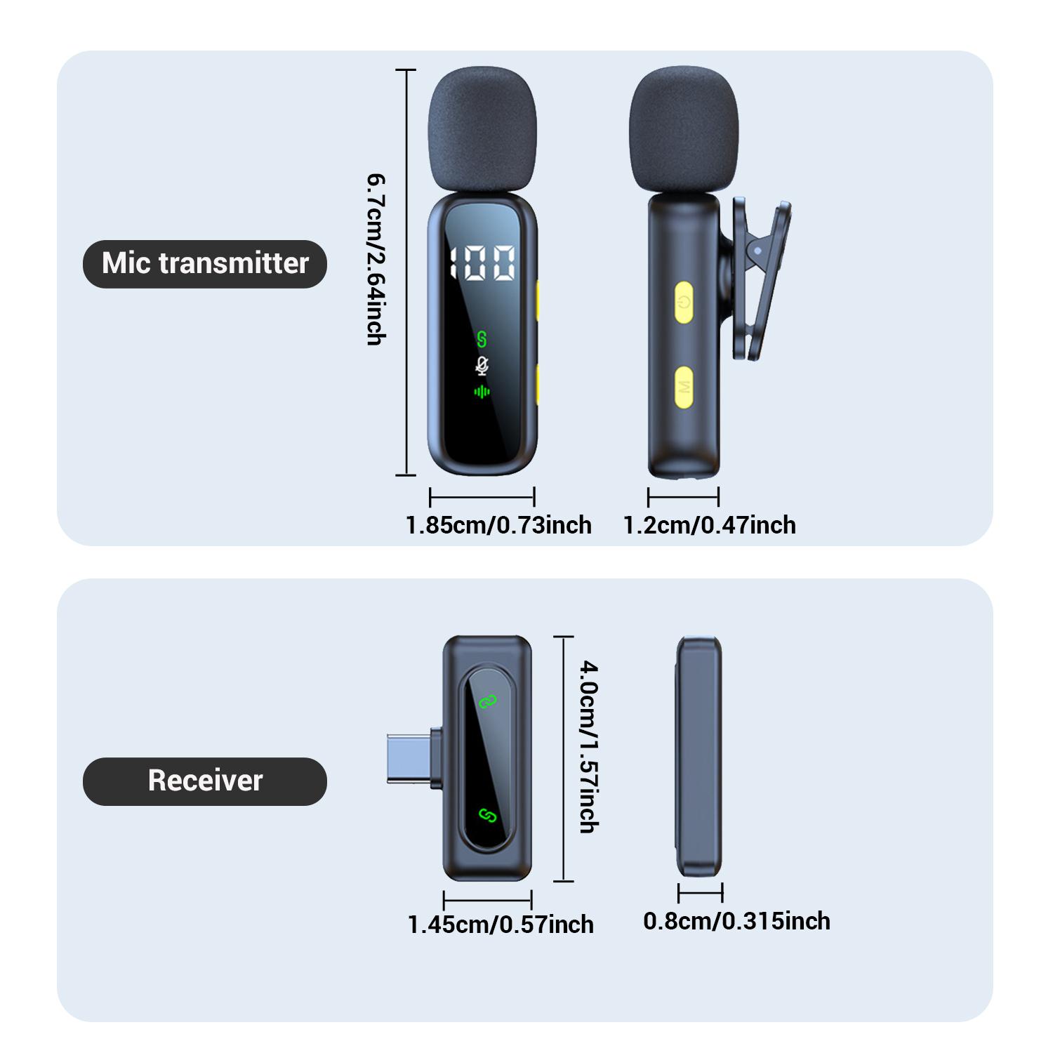 Pro Wireless Lavalier Microphone, Plug & Play, Stylish Design, LED Display, Long Battery Life, for Smartphones, Computers, Podcasting, USB Streaming Mic