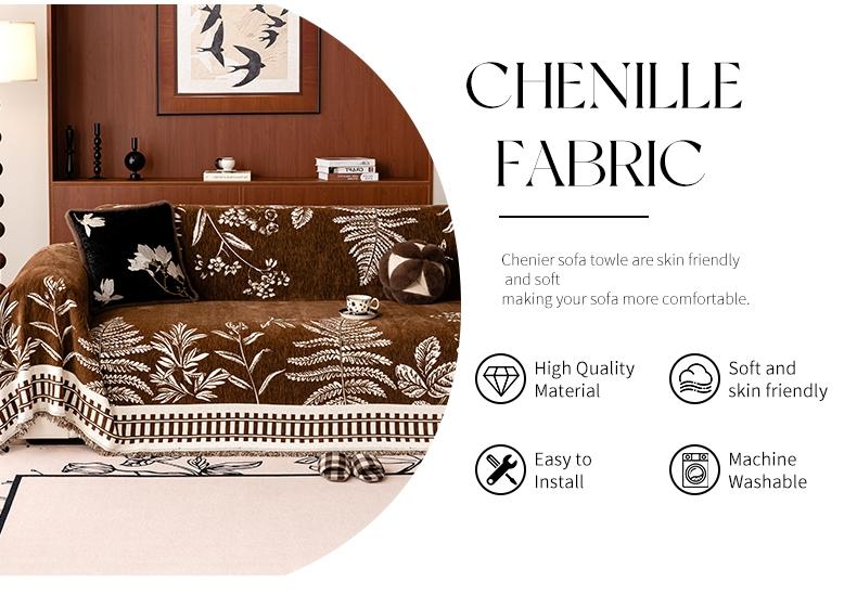 Leaf Pattern Sofa Cover, Washable Pet-Friendly Couch Protector, Comfortable Home Decor for Living Room & Bedroom, Durable Fabric Material, Sofa Couch Covers