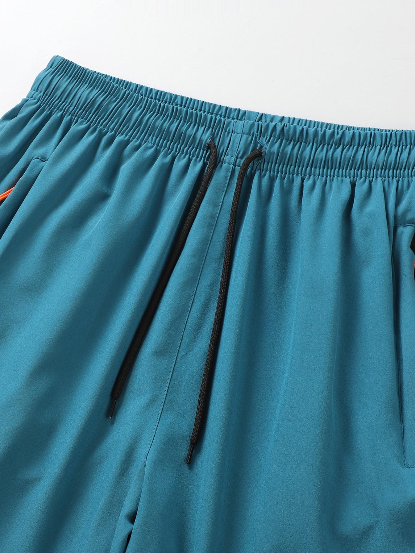 5-piece Men's Solid Drawstring Pocket Shorts, Casual Loose-Fitting Beach Vacation Wear, Breathable Summer Sports Pants, Daily Wear