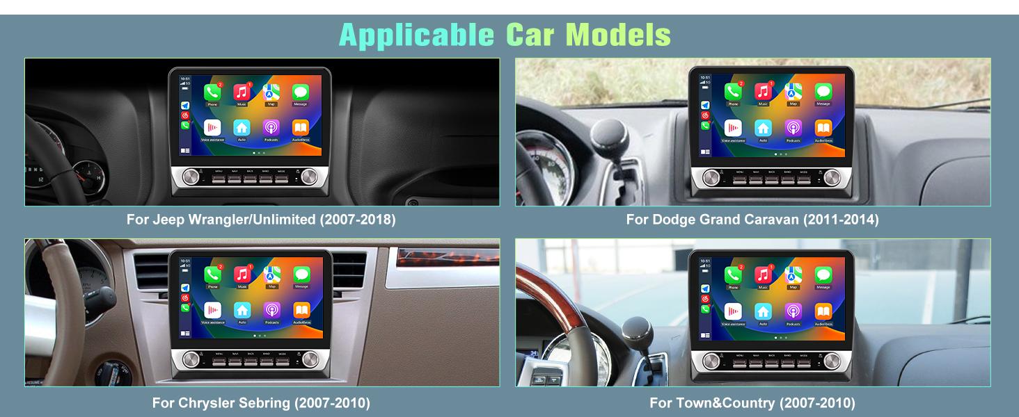 Car Stereo for Jeep Wrangler 2007-2018 touch screen has Android Auto Wireless Carplay, Bluetooth WIFI supports GPS Navigation