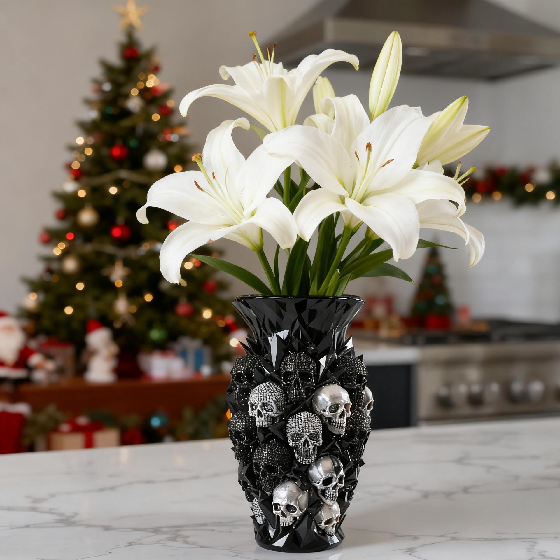 Gothic Skull Vase Resin Decorative Statue, Decorative Flower Vase, Home Decor Accessory, Indoor Outdoor Use, Perfect for Home Garden Farmhouse Style, Living Room Kitchen Bedroom Office