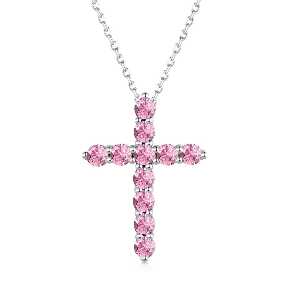 （TY018）S925 Sterling Silver Cross Pendant Necklace Simple Design, Sparkling and Charming, Perfect Gift for Women’s Daily Wear