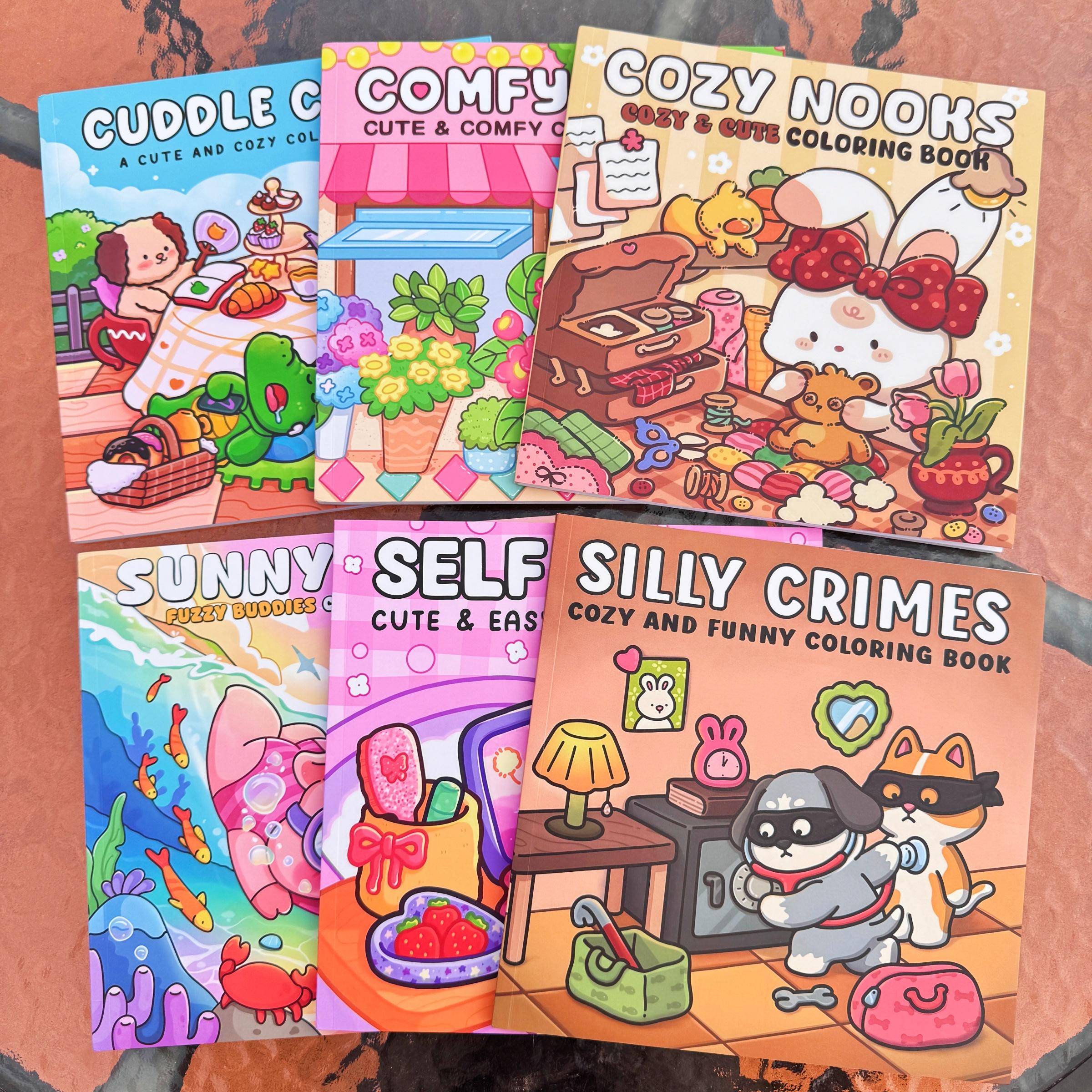 3/6-Piece Cute Theme Coloring Book Set, Stress Relief Coloring Gift Book for Kids, Ideal Art Supplies for Daily Drawing, Travel and Bedtime Activities