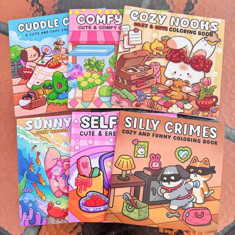 3/6-Piece Cute Theme Coloring Book Set, Stress Relief Coloring Gift Book for Kids, Ideal Art Supplies for Daily Drawing, Travel and Bedtime Activities
