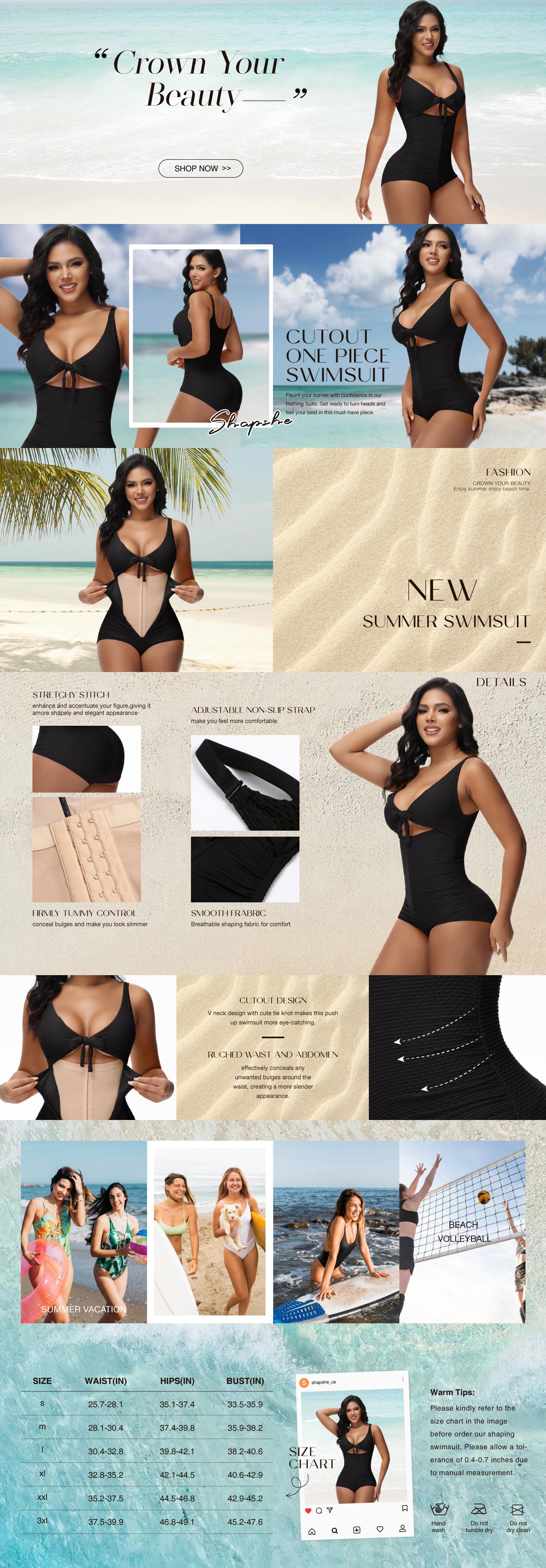 Women's Tummy Control Swimsuit One Piece Slimming Bathing Suit Cutout Tie Knot Front Plus Size Bathing Suits Full Coverage