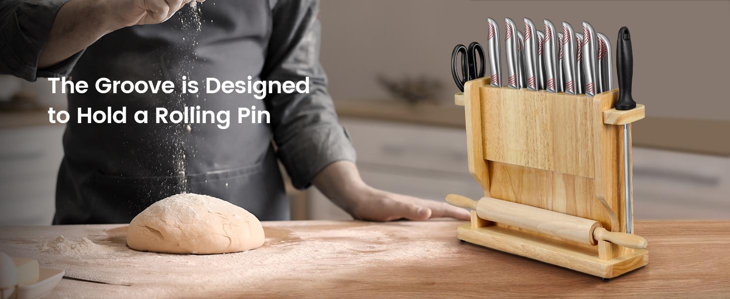 【TikTokShopSpringGlowUp】 SYOKAMI Kitchen Knife Set, 14 Pieces Japanese Style Knife Block Set with Magnetic Holder, High Carbon Stainless Steel Ultra Sharp Knives for kitchen with Ergonomic Handle and Sharpener, Black Dot, Mother's Day Gift