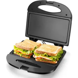 Sandwich Maker with Non-stick Deep Grid Surface for Egg, Ham, Steaks Compact Electric Grill Tostadora de Pan Black, ETL Certificated,