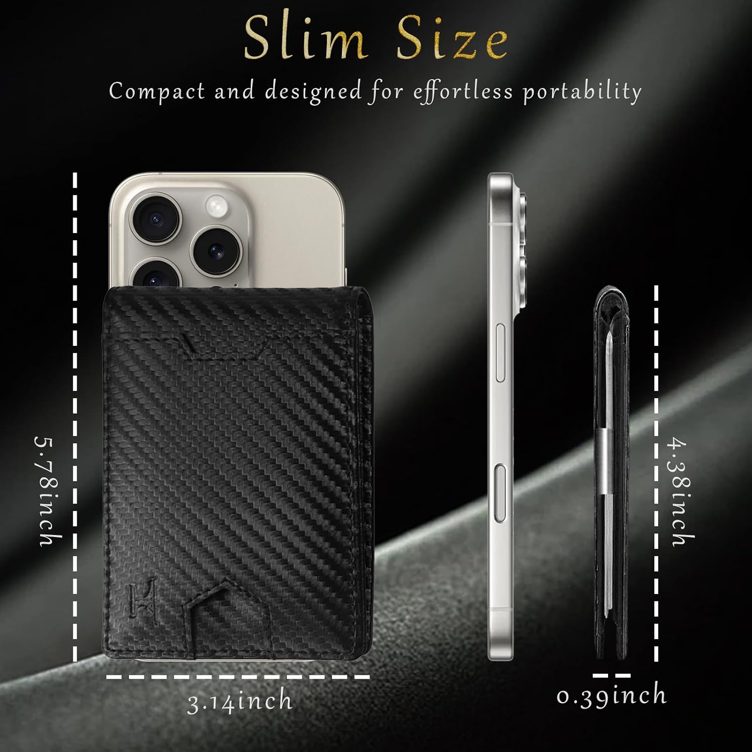 Clip Wallet Men Card Holder 10 Slots 1 ID Window RFID Blocking Black |  Box,Quick Access,Thumb Hole,Travel Essential,Water-resistant,Anti-scratch,Carbon Fiber Design,Bifold,Slim,Front Pocket