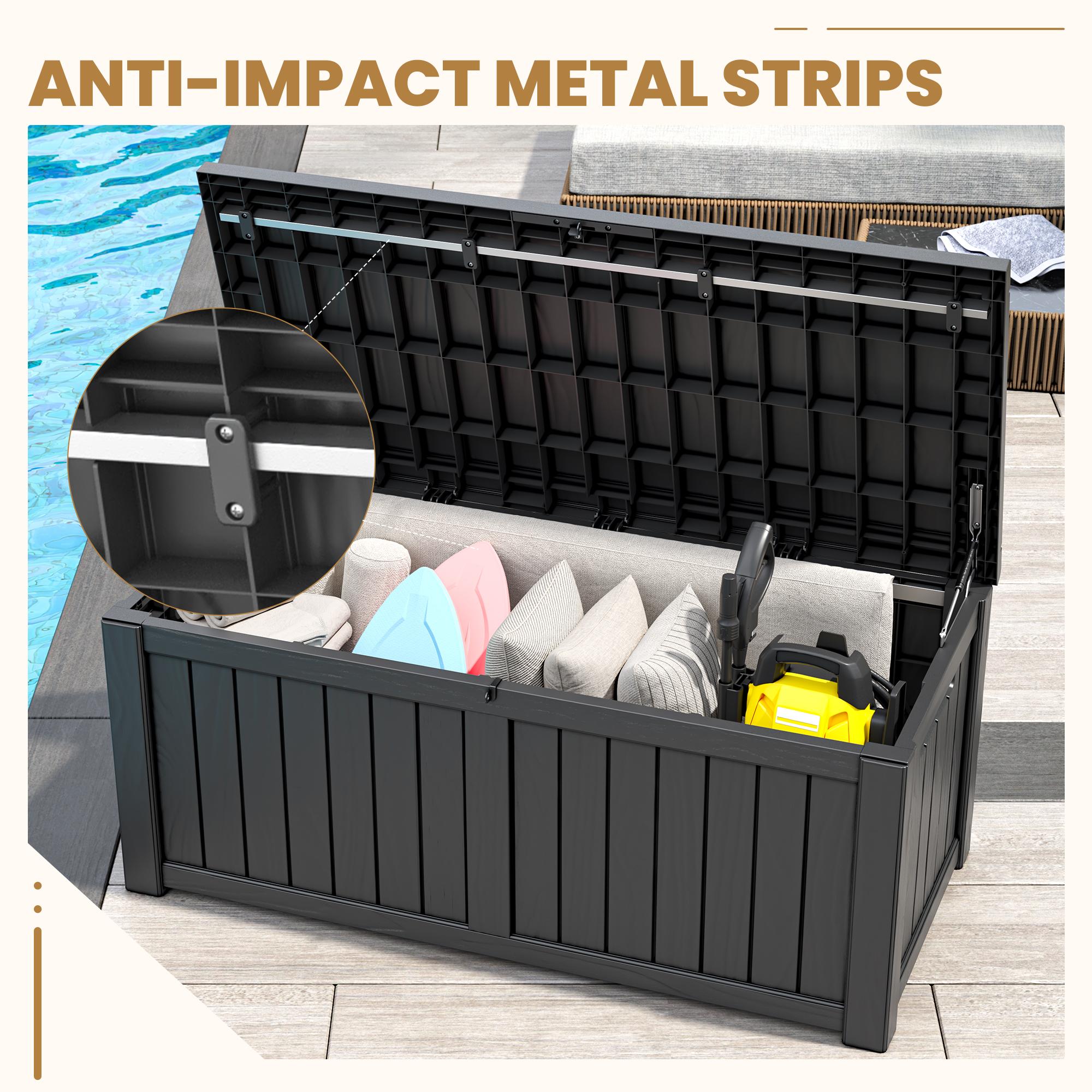 LHBCRAFT 31/72/120-gallon outdoor deck storage box Waterproof, Lockable, Extra Seat, UV 1000+ Anti-ultraviolet, Easy Installation, Reinforced Structures,Christmas gift