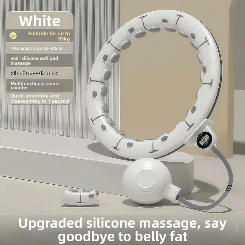 Intelligentweightedhulahoop,suitableforadultdailyactivitiesandwaistexercises.Anunlimitedhulahoopwithacounterandweightedballs.Equippedwitha360°siliconemassagepad.Detachableadjustablehomeusewomen'swaistring,suitable for waist sizes 65-110 cm.