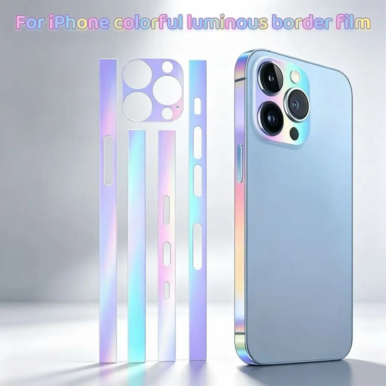 Night Glow Side Sticker for iPhone 18/17/16/15/14/13 Series, Luminescent Protective Film, Colorful Border, Night Light Frame Sticker, Decal Sticker