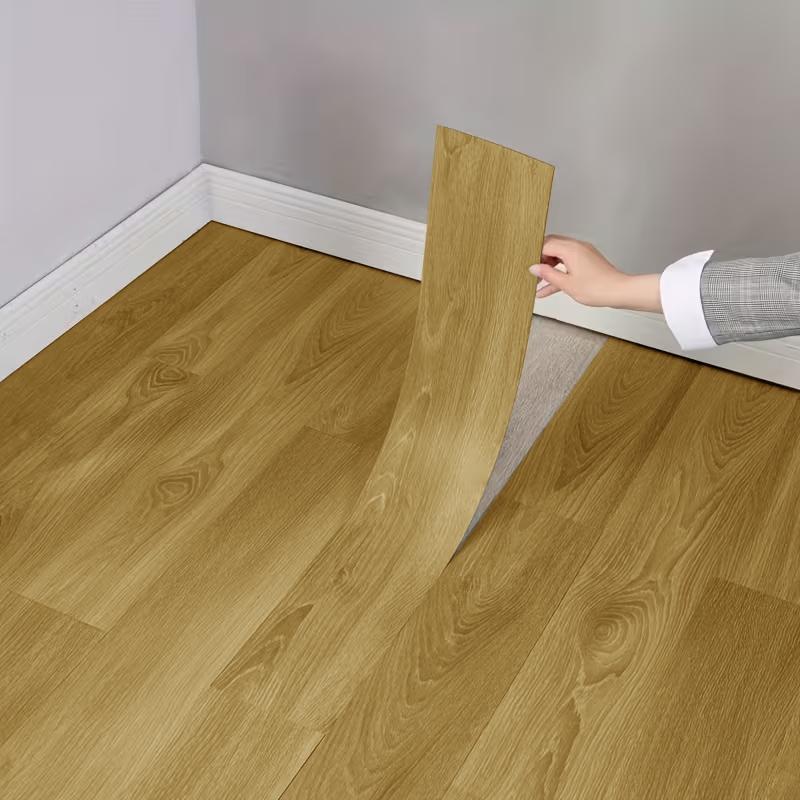 30 Pcs Glossy PVC Self-Adhesive Wood Grain Floor Stickers, Durable Waterproof and Oil-Proof Flooring Patchwork for Universal Home Use