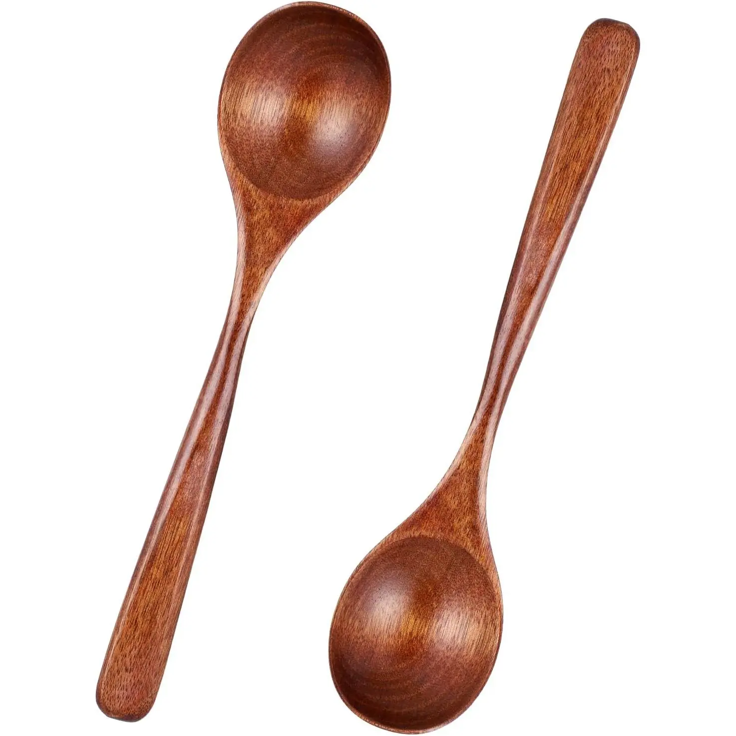 2 count Wooden Spoons for Eating, 7 Inch  Soup Spoons Long Handle  Teaspoons Woods Table Spoon for Cooking Wooden Serving Spoon for  Coffee Honey Desserts Cereal