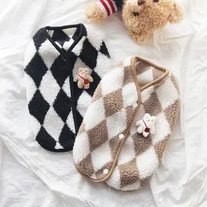 Pet Plaid Fleece Vest Jacket, Warm Polar Fleece Coat for Small Medium Dogs Cats, Cozy Pet Clothing for Winter