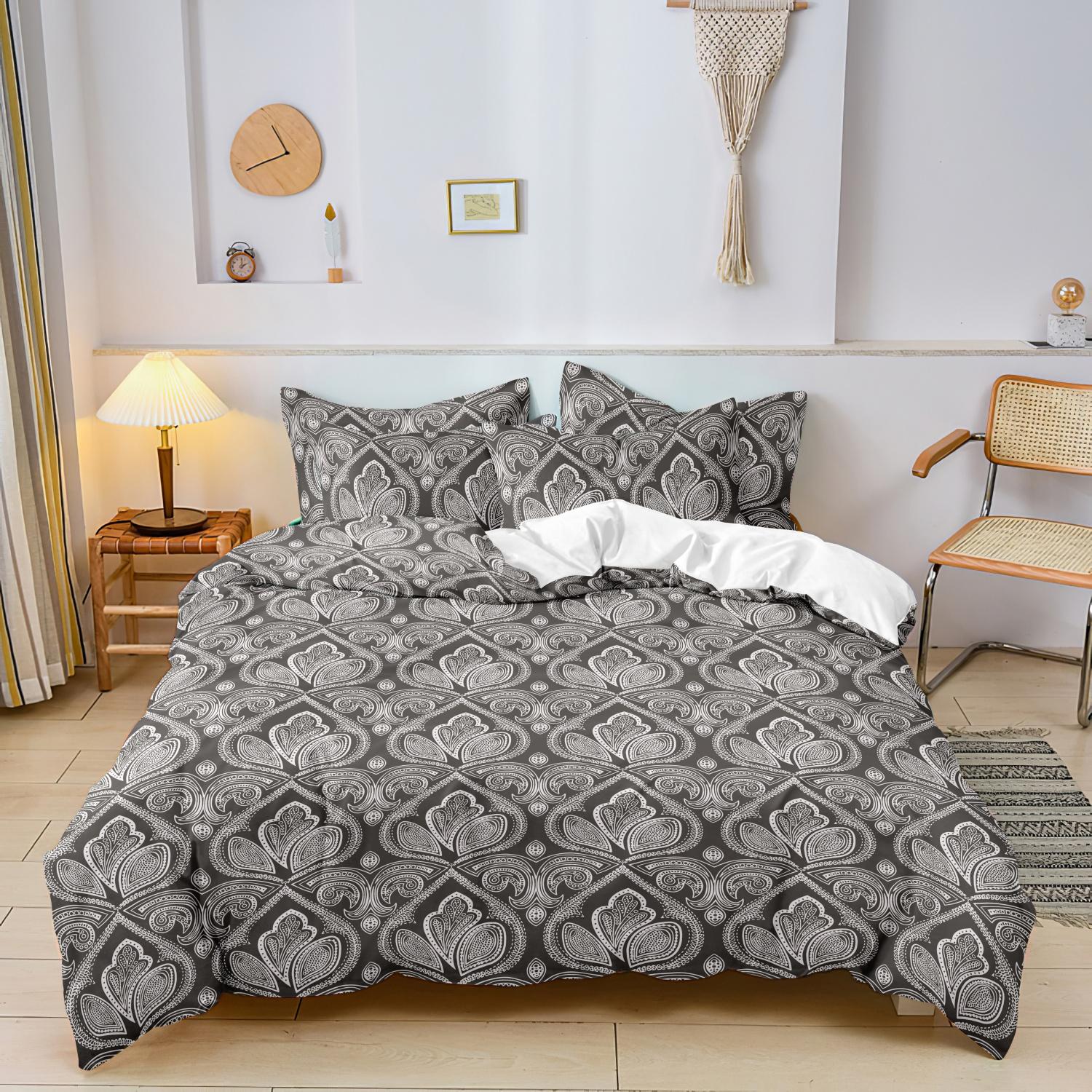 Mandala Floral Pattern Decorative Duvet Cover Set, 3 Counts/set Including 1 Duvet Cover & 2 Pillowcase without Filler, Soft Comfortable for Home Bedroom