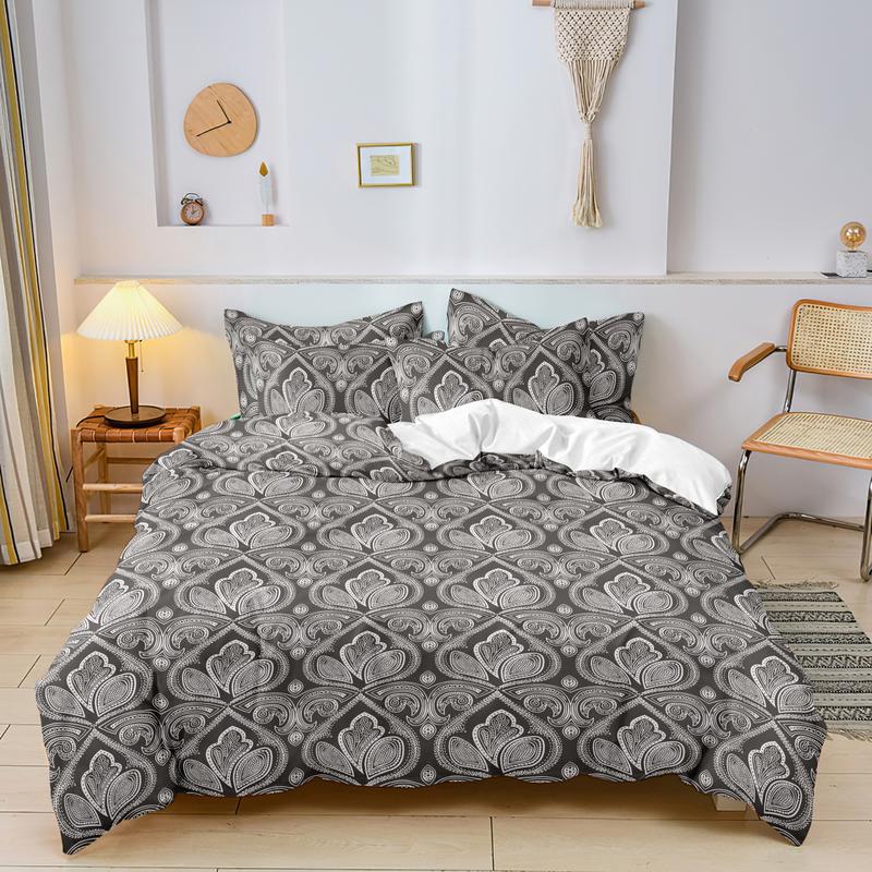 Mandala Floral Pattern Decorative Duvet Cover Set, 3 Counts/set Including 1 Duvet Cover & 2 Pillowcase without Filler, Soft Comfortable for Home Bedroom