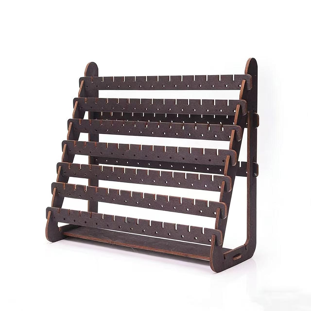 7 Layer Walnut Color Earring Storage Rack, Simple High-End Desktop Organizer, Ear Stud Display Stand, Women's Home Jewelry Holder