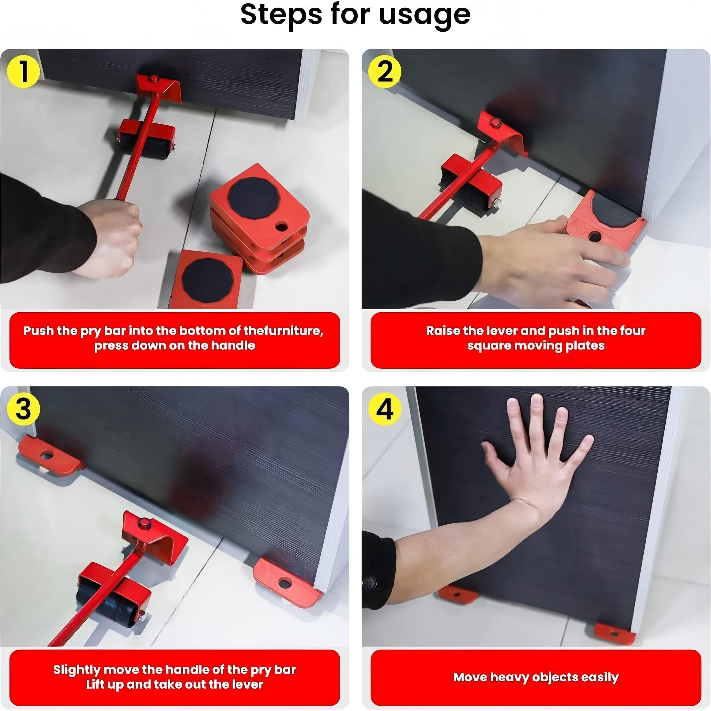 Mobile Appliance Dolly and Lift Wheel Tool Set, Durable and Reliable, Safe and Easy Moving, Convenient Rearrangement Tools