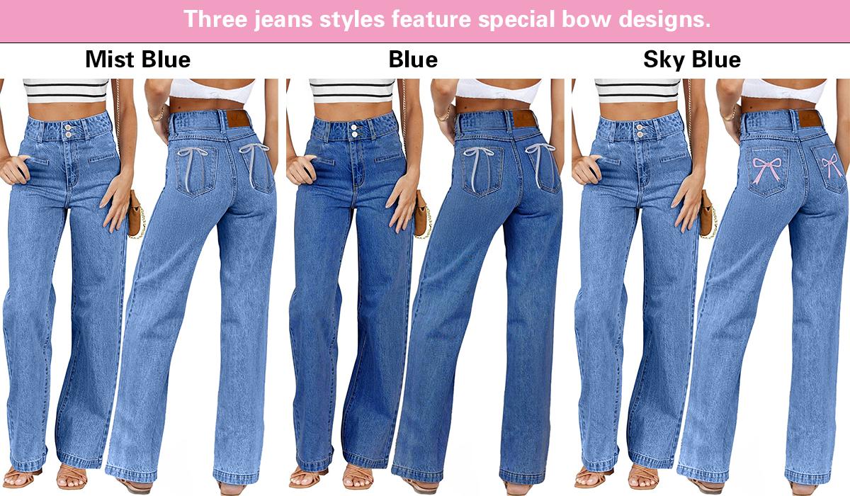 Sidefeel Women's Jeans High Waisted Straight Leg Stretchy Jeans Trendy Welt Pockets Loose Wide Leg Zimbaplatinum Denim Pants Sidefeel Women's Jeans High Waisted Straight Leg Stretchy Jeans Trendy Welt Pockets Loose Wide Leg Zimbaplatinum Denim Pants