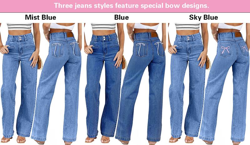 Sidefeel Women's Jeans High Waisted Straight Leg Stretchy Jeans Trendy Welt Pockets Loose Wide Leg Zimbaplatinum Denim Pants TikTokShopBlackFriday