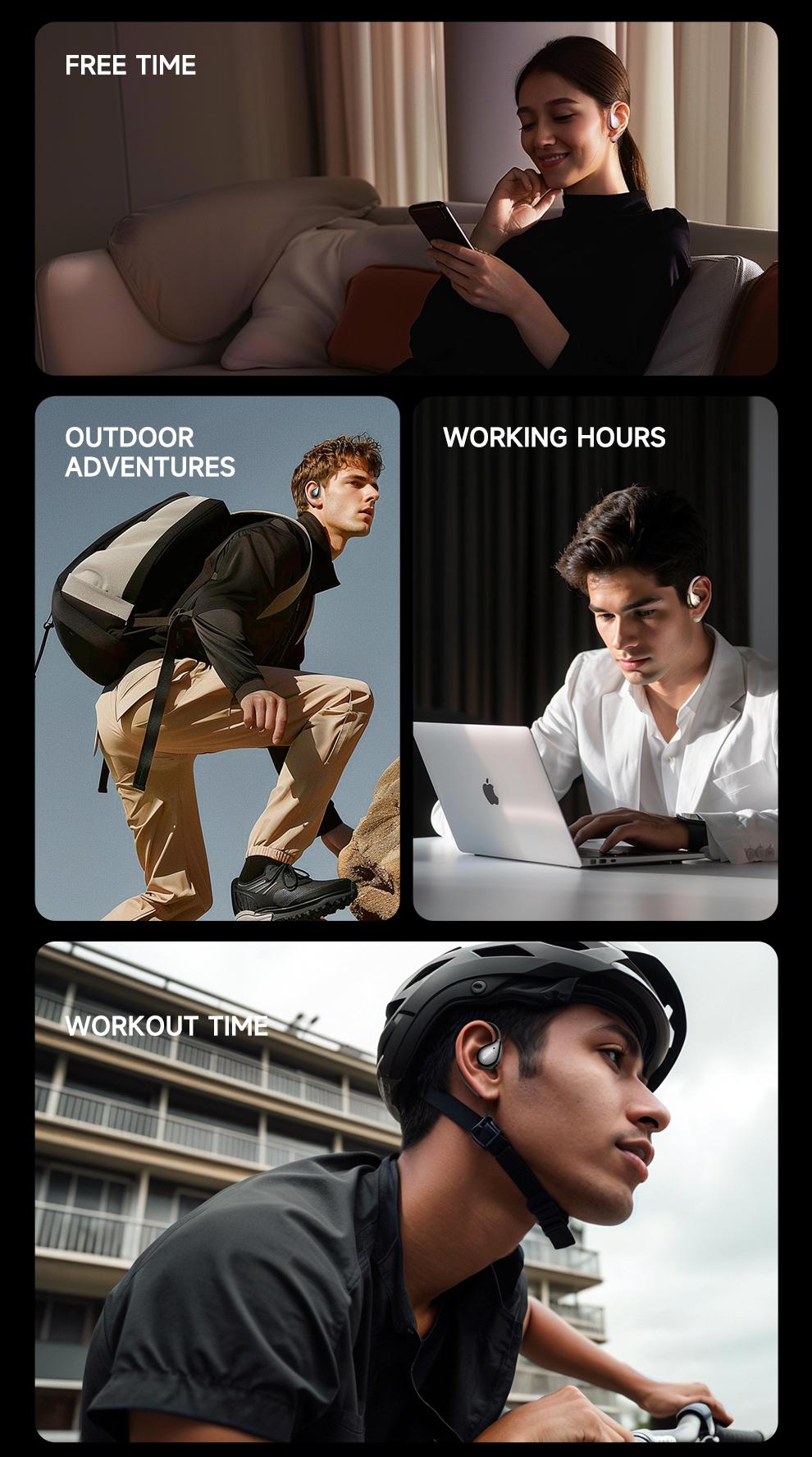 Picun T61 Wireless Bone Conduction Headphones, OWS Open Ear Earbuds with Earhooks, Bluetooth 5.4, Deep Bass, Lightweight & Sturdy, 25Hrs Playtime, IPX6 Waterproof, for Cycling Yoga Gym Workouts