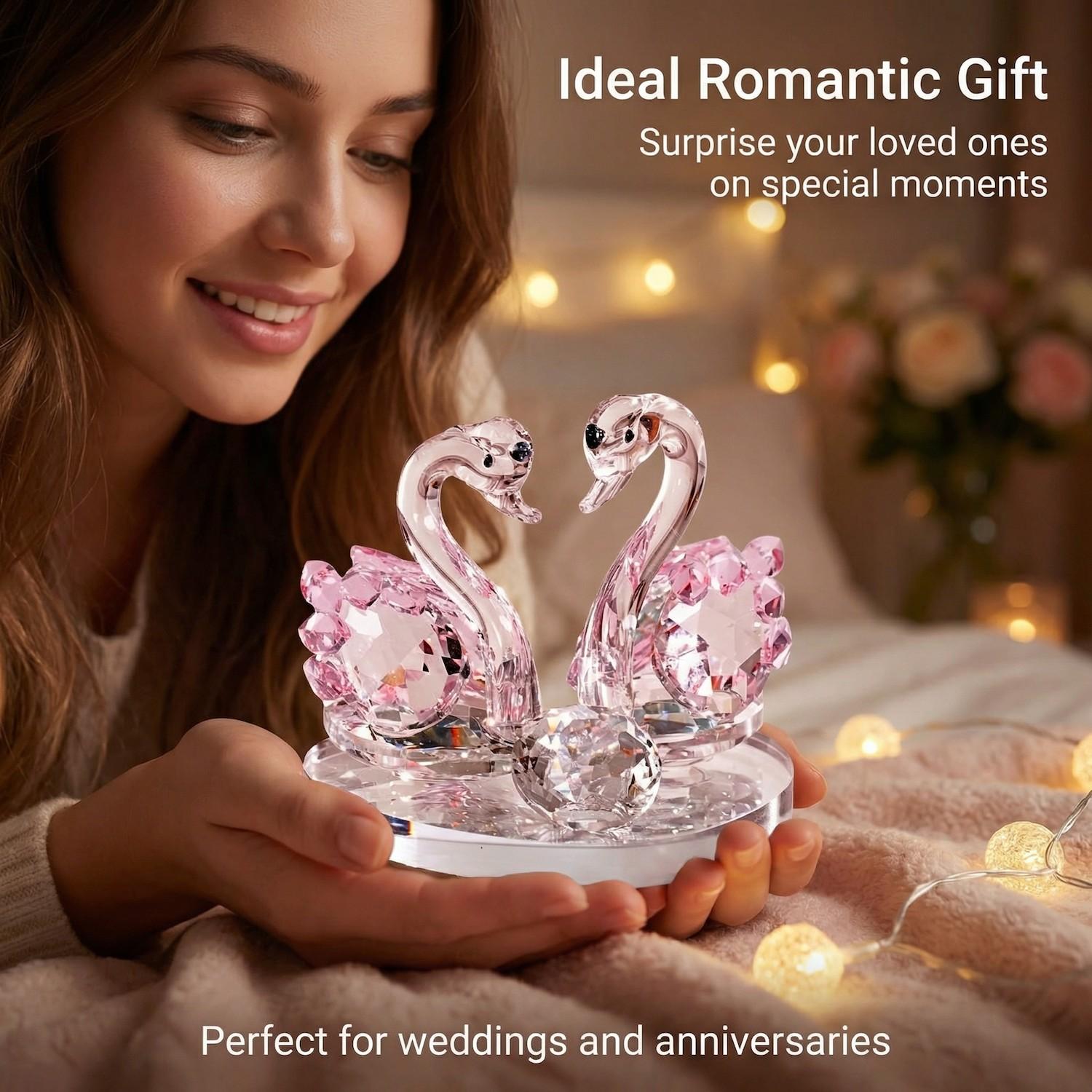 Elegant Crystal Swan Couple Statue Ornament, Perfect Gift for Christmas, Thanksgiving, Valentine's Day, Father's Day, Mother's Day, Living Room Decor