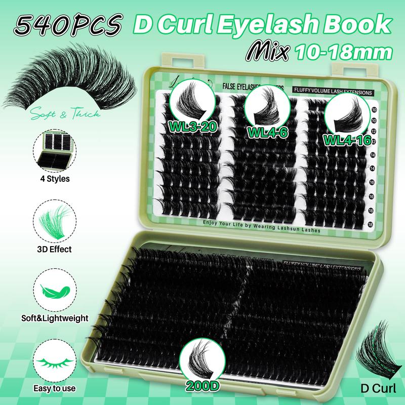 1344PCS/650PCS/540PCS Lash Kit, Eyelash Extensions, D Curl 11 Styles Mixed Length Bottom/Spikes/3D Effect with Bond&Seal Lash Remover Brush Lash Applicator Headband Wristband set, Beginners&Proficient, DIY at Home Easily, for Makeup Daily